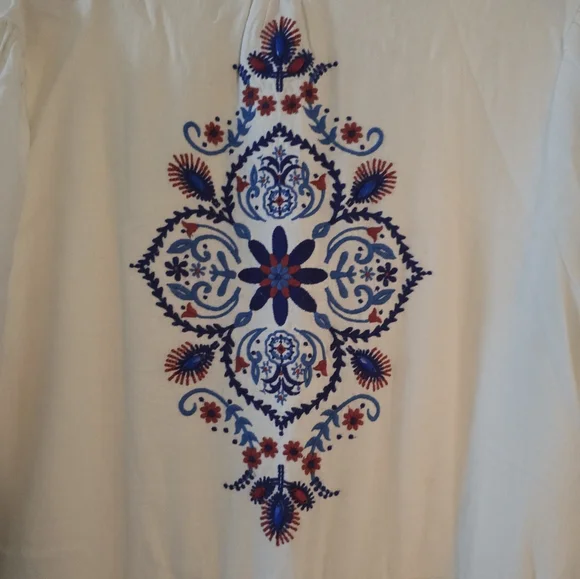 FARM Rio White Long-Sleeve Maxi Dress with Blue and Purple Embroidery - Picture 9 of 9
